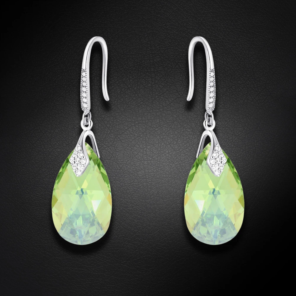 Diamond Sky Jewelry Sidabriniai auskarai „Baroque III (Peridot AB)“ su Swarovski® kristalais