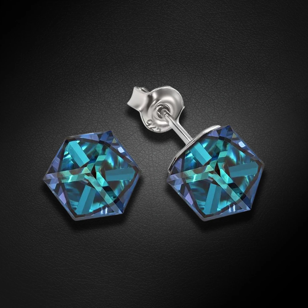 Diamond Sky Jewelry Sidabriniai auskarai „Rubicon II (Bermuda Mėlyna)“ su Swarovski® kristalais