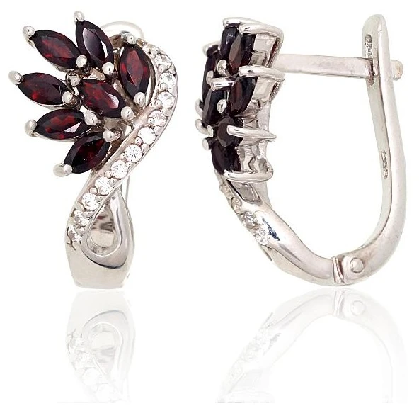 Diamond Sky Jewelry Sidabriniai auskarai su cirkoniais ir granatais „Modern“