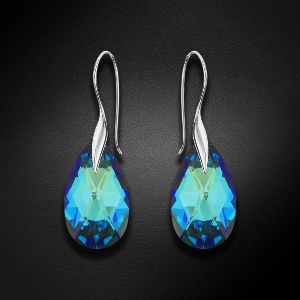 Diamond Sky Jewelry Sidabriniai auskarai „Baroque (Bermuda Mėlyna)“ su Swarovski® kristalais