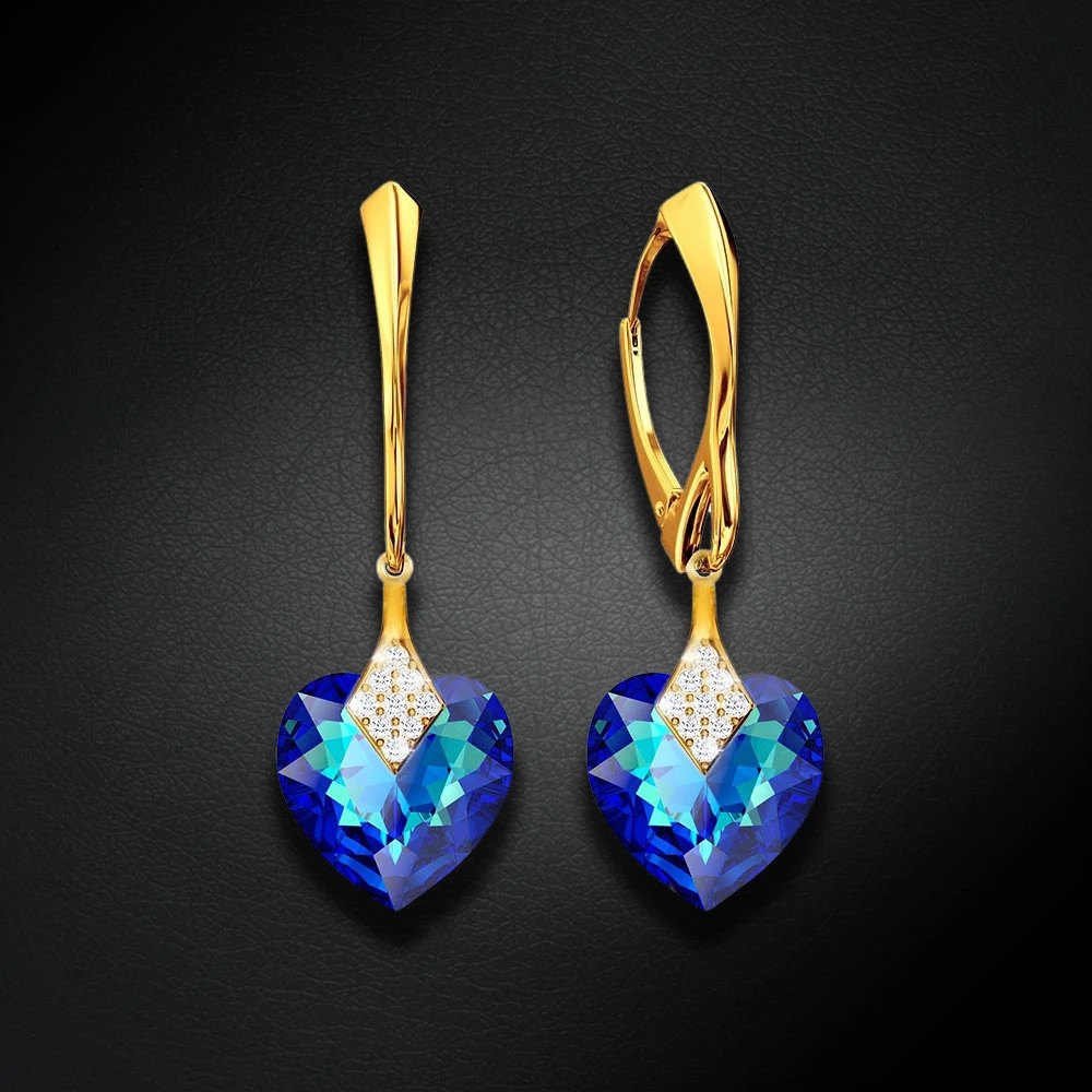 Diamond Sky Jewelry Sidabriniai auskarai „Cute Valentine (Bermuda Mėlyna)“ su Swarovski® kristalais