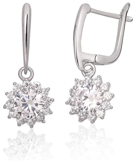 Diamond Sky Jewelry Sidabriniai auskarai su cirkoniais „Akmeninė Gėlė VIII“
