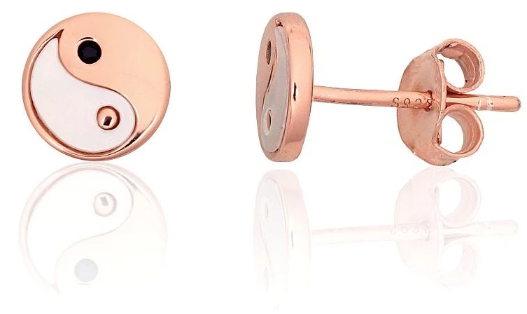Diamond Sky Jewelry Sidabriniai auskarai su cirkoniais ir perlamutru „Yin Yang“