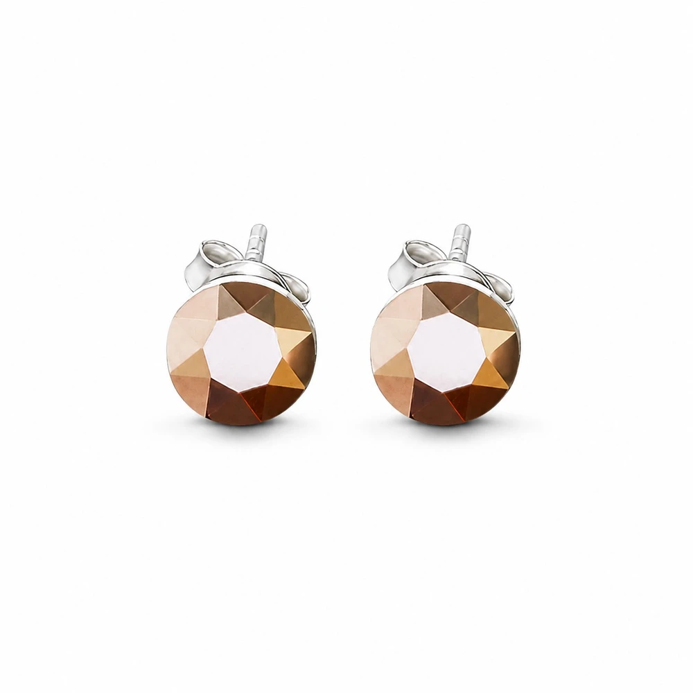 Diamond Sky Jewelry Sidabriniai auskarai „Classic II (Rose Gold)“ su Swarovski® kristalais