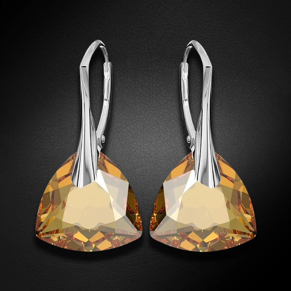 Diamond Sky Jewelry Sidabriniai auskarai „Evening Shine (Golden Shadow)“ su Swarovski® kristalais