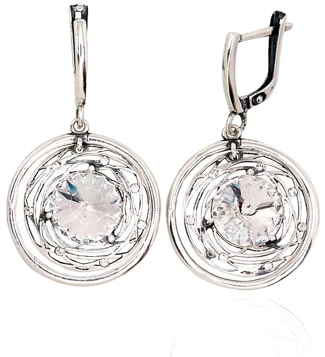 Diamond Sky Jewelry Sidabriniai auskarai „Moon Halo“
