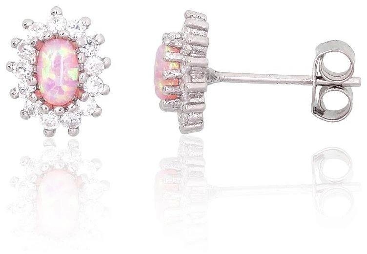 Diamond Sky Jewelry Sidabriniai auskarai su cirkoniais ir opalitu „Mėnulio Žavesys VIII“
