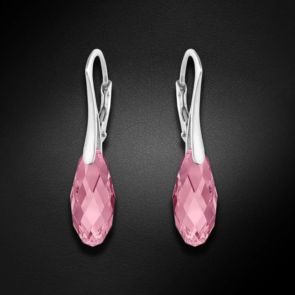Diamond Sky Jewelry Sidabriniai auskarai „Enchanté (Light Rose)“ su Swarovski® kristalais