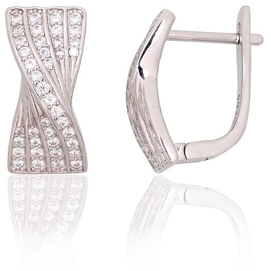 Diamond Sky Jewelry Sidabriniai auskarai su cirkoniais „Golden Sparks II“