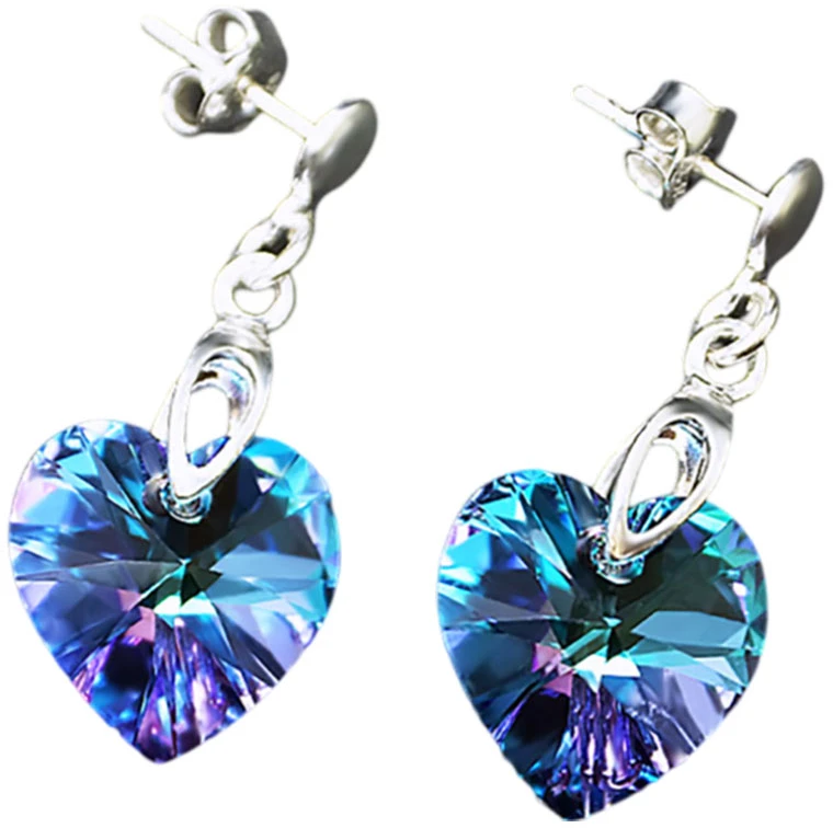 Diamond Sky Jewelry Sidabriniai auskarai „Romantic Heart II (Vitrail Light)“ su Swarovski® kristalais