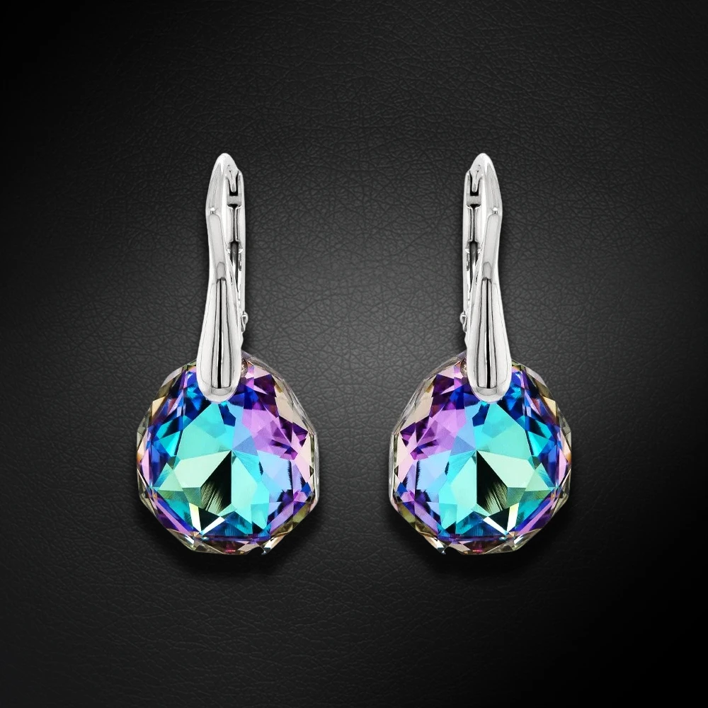 Diamond Sky Jewelry Sidabriniai auskarai „Frozen Edges (Vitrail Light)“ su Swarovski® kristalais