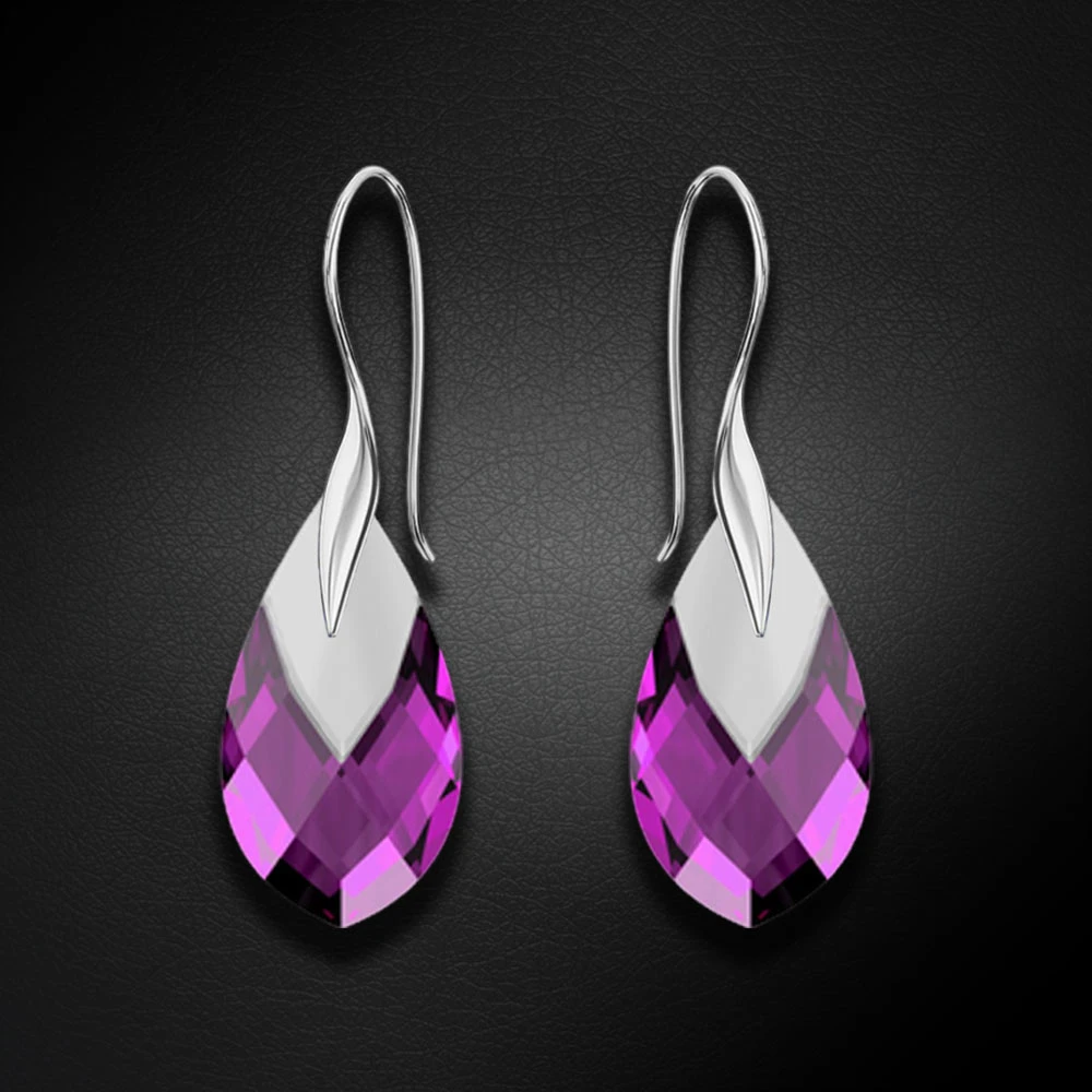 Diamond Sky Jewelry Sidabriniai auskarai „Baroque II (Amethyst Light Chrome)“ su Swarovski® kristalais