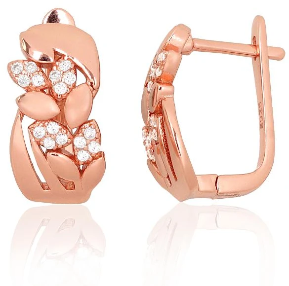 Diamond Sky Jewelry Sidabriniai auskarai su cirkoniais „Auksinė Gėlė III“