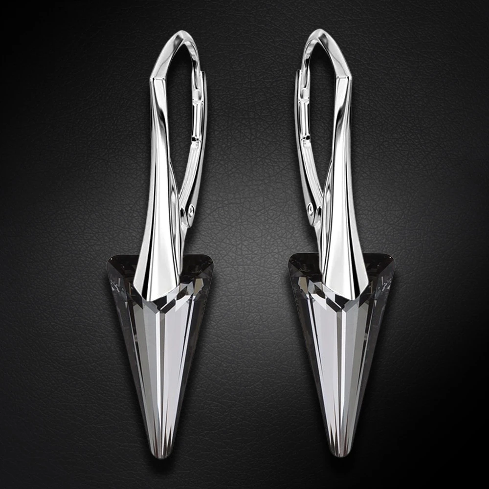 Diamond Sky Jewelry Sidabriniai auskarai „Spike II (Sidabrinis Night)“ su Swarovski® kristalais