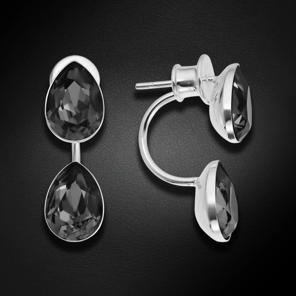 Diamond Sky Jewelry Sidabriniai auskarai „Dew Drop (Sidabrinis Night)“ su Swarovski® kristalais
