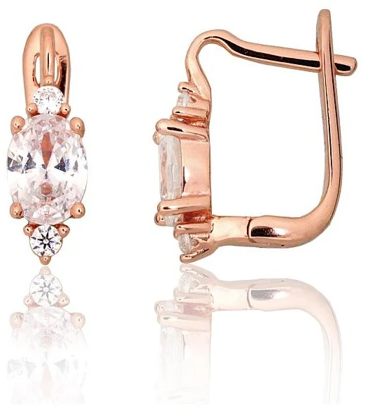 Diamond Sky Jewelry Sidabriniai auskarai su cirkoniais „Golden Mirage“