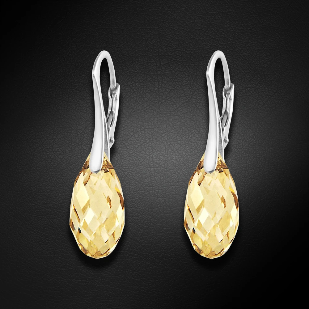 Diamond Sky Jewelry Sidabriniai auskarai „Enchanté (Golden Shadow)“ su Swarovski® kristalais