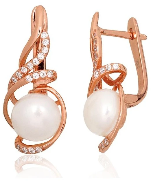 Diamond Sky Jewelry Sidabriniai auskarai su cirkoniais ir perlais „Fabiola II“