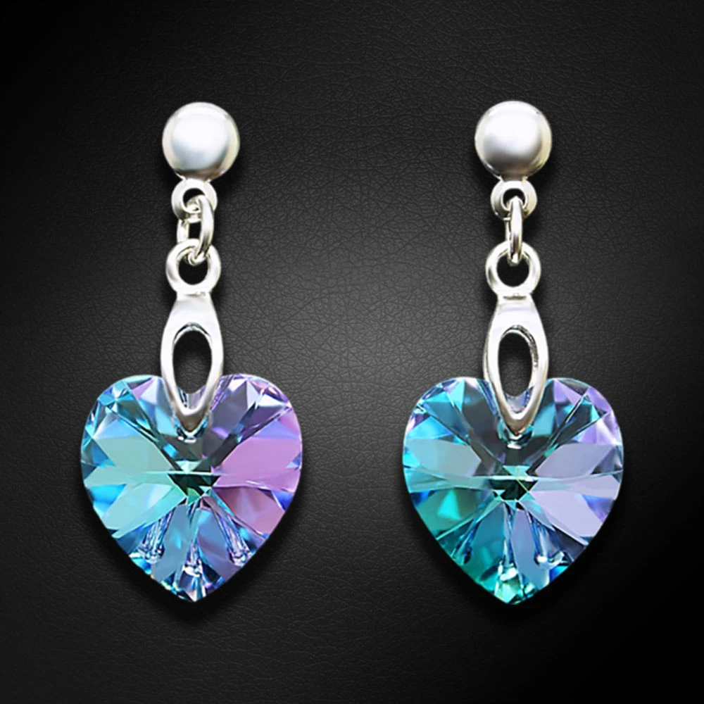 Diamond Sky Jewelry Sidabriniai auskarai „Romantic Heart II (Vitrail Light)“ su Swarovski® kristalais