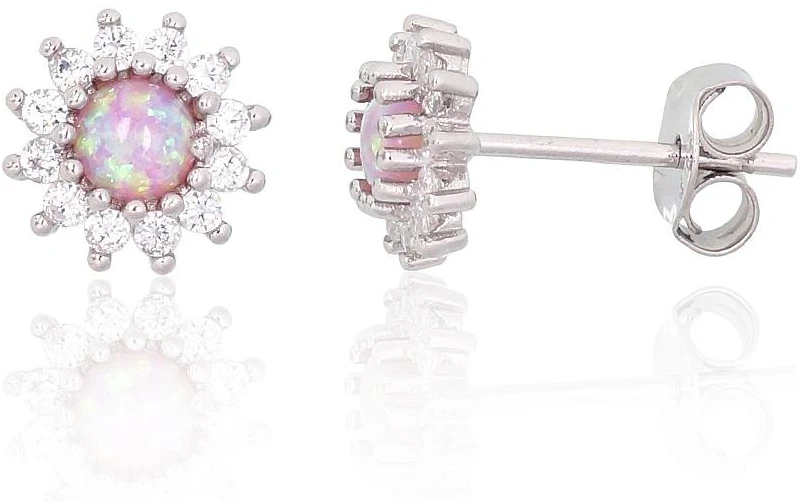 Diamond Sky Jewelry Sidabriniai auskarai su cirkoniais ir opalitu „Mėnulio Žavesys XII“