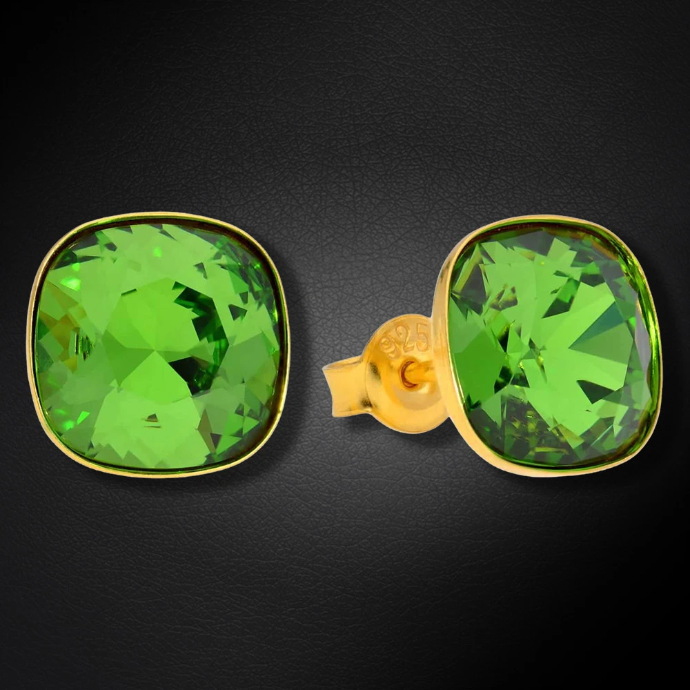 Diamond Sky Jewelry Sidabriniai auskarai „Glare (Fern Žalias)“ su Swarovski® kristalais