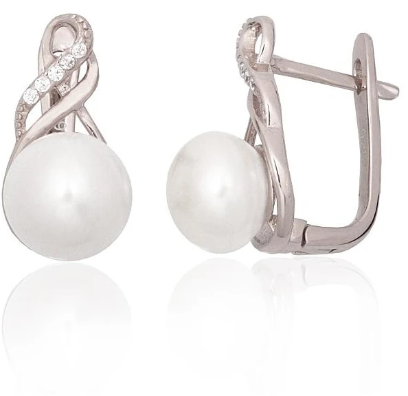 Diamond Sky Jewelry Sidabriniai auskarai su cirkoniais ir perlais „Fabiola VII“