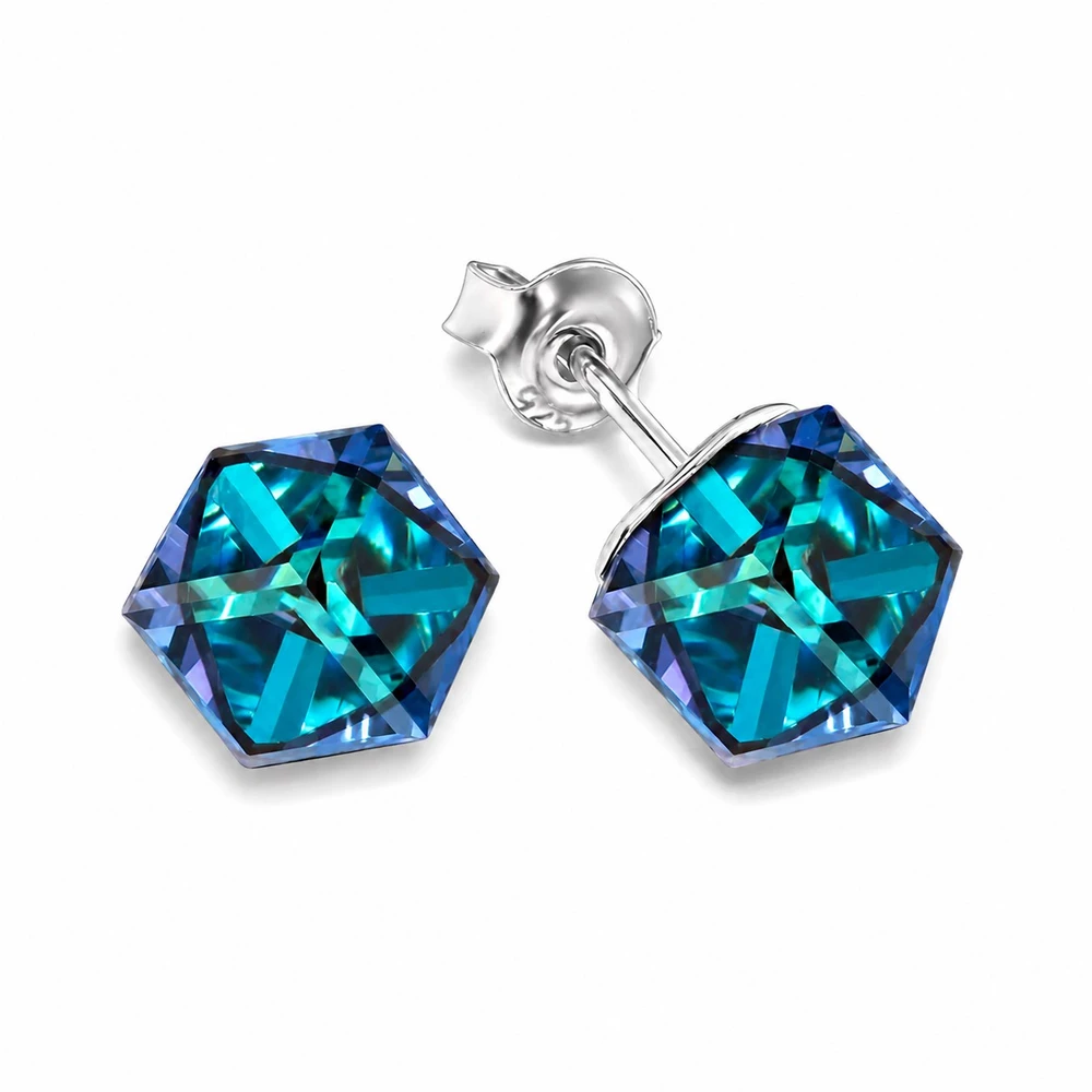 Diamond Sky Jewelry Sidabriniai auskarai „Rubicon II (Bermuda Mėlyna)“ su Swarovski® kristalais