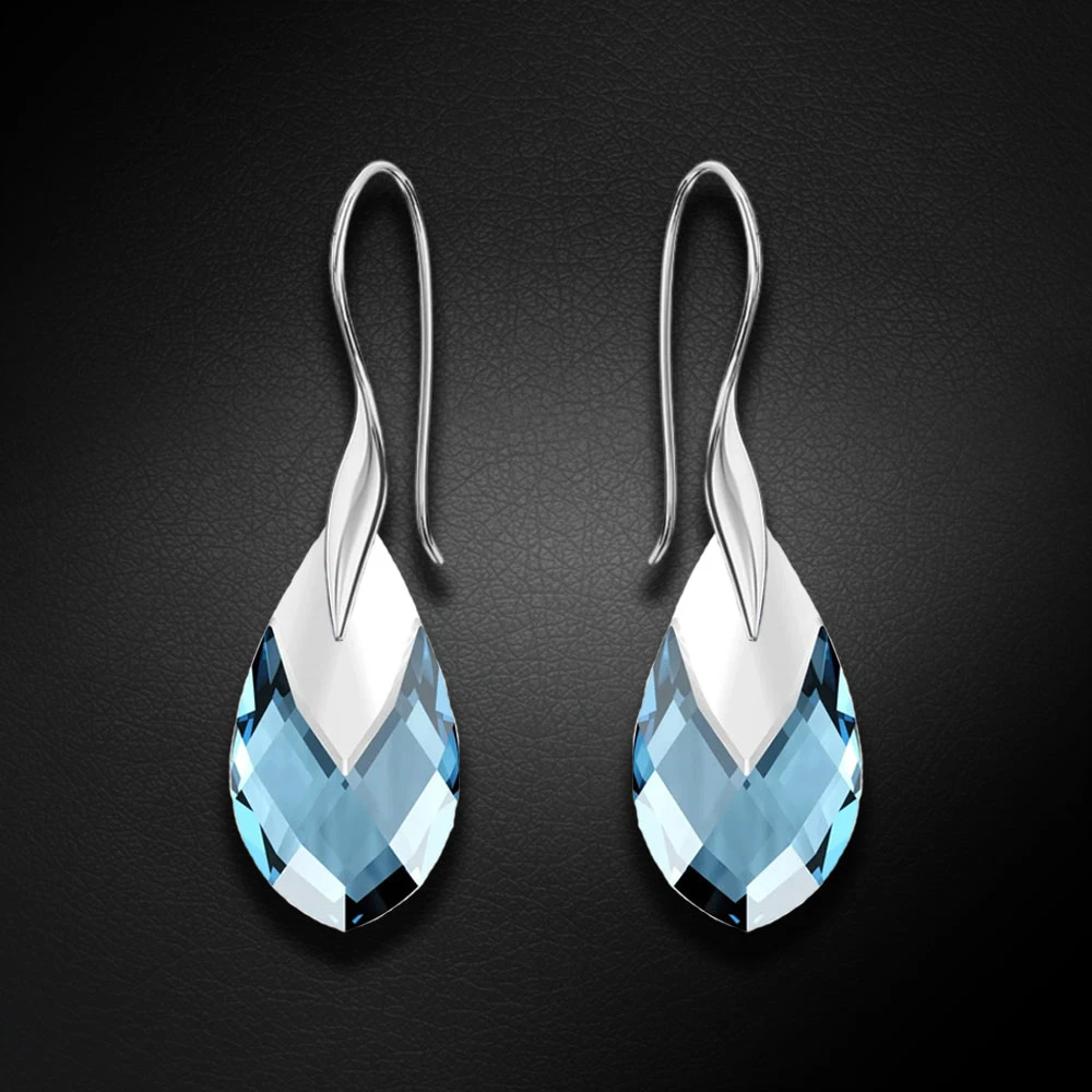 Diamond Sky Jewelry Sidabriniai auskarai „Baroque II (Aquamarine Light Chrome)“ su Swarovski® kristalais