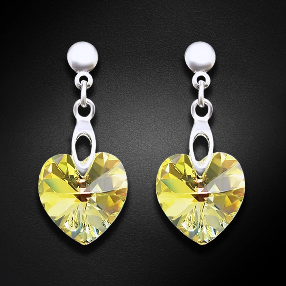 Diamond Sky Jewelry Sidabriniai auskarai „Romantic Heart II (Aurora Borealis)“ su Swarovski® kristalais