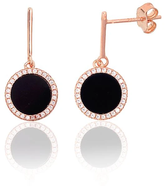 Diamond Sky Jewelry Sidabriniai auskarai-vinukai su cirkoniais ir oniksu „Midnight Medallion“