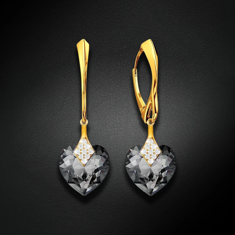 Diamond Sky Jewelry Sidabriniai auskarai „Cute Valentine (Sidabrinis Night)“ su Swarovski® kristalais