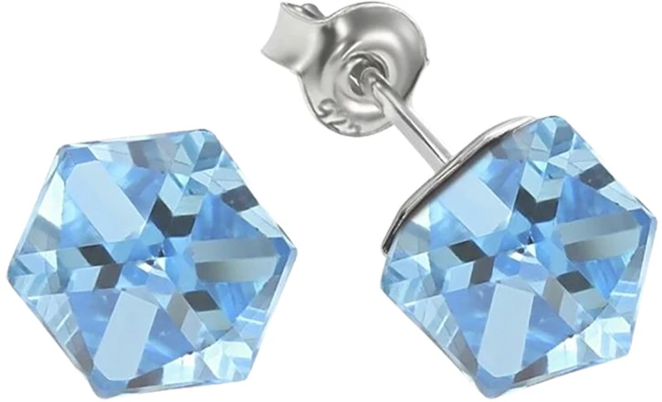 Diamond Sky Jewelry Sidabriniai auskarai „Rubicon II (Aquamarine Comet Argent Light)“ su Swarovski® kristalais
