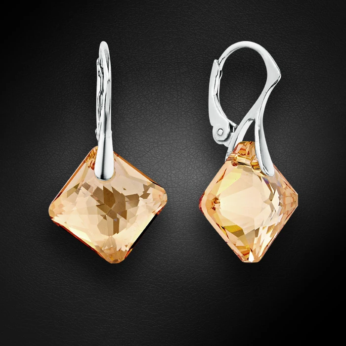 Diamond Sky Jewelry Sidabriniai auskarai „Shimmer (Golden Shadow)“ su Swarovski® kristalais