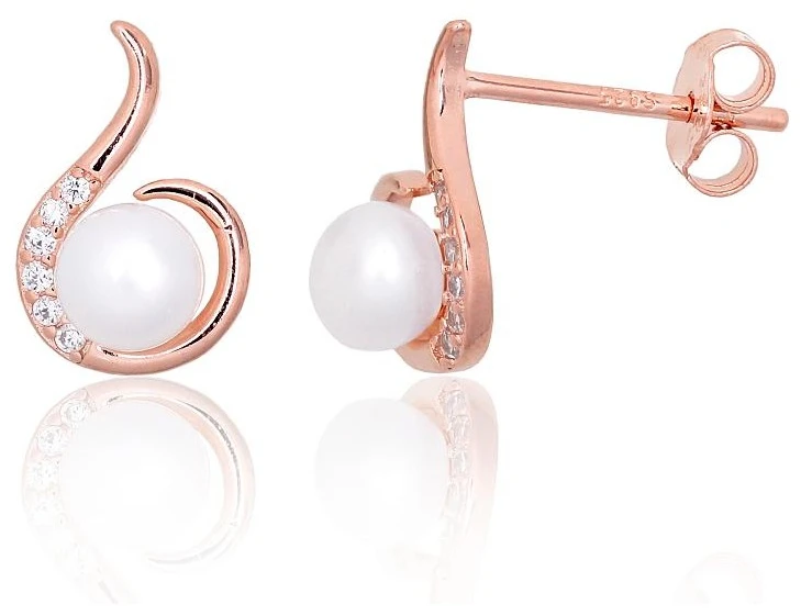 Diamond Sky Jewelry Sidabriniai auskarai su cirkoniais ir perlais „Pearl Muse III“