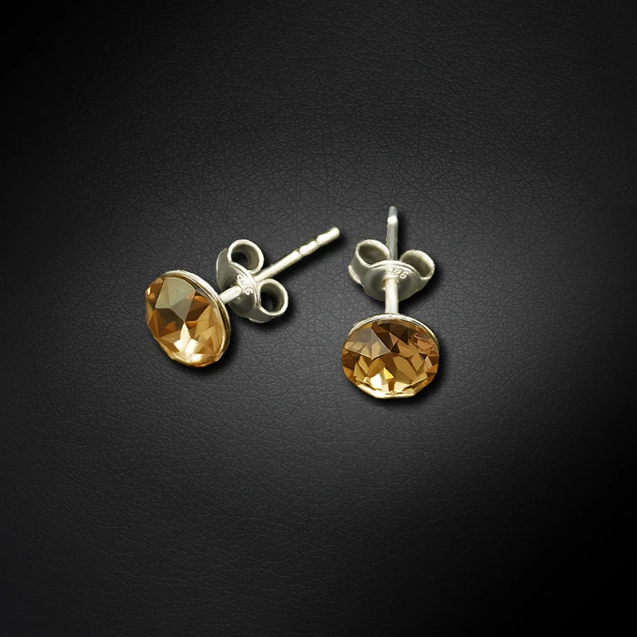 Diamond Sky Jewelry Sidabriniai auskarai „Classic II (Golden Shadow)“ su Swarovski® kristalais