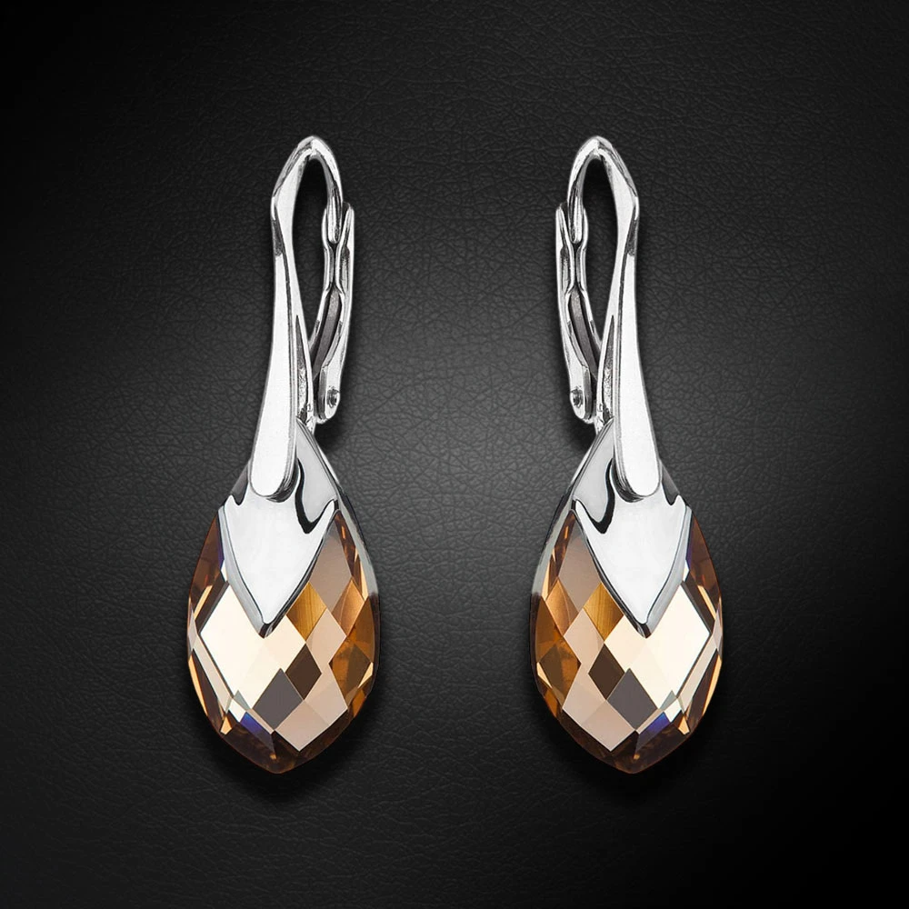 Diamond Sky Jewelry Sidabriniai auskarai „Baroque II (Light Colorado Topaz Light Chrome)“ su Swarovski® kristalais