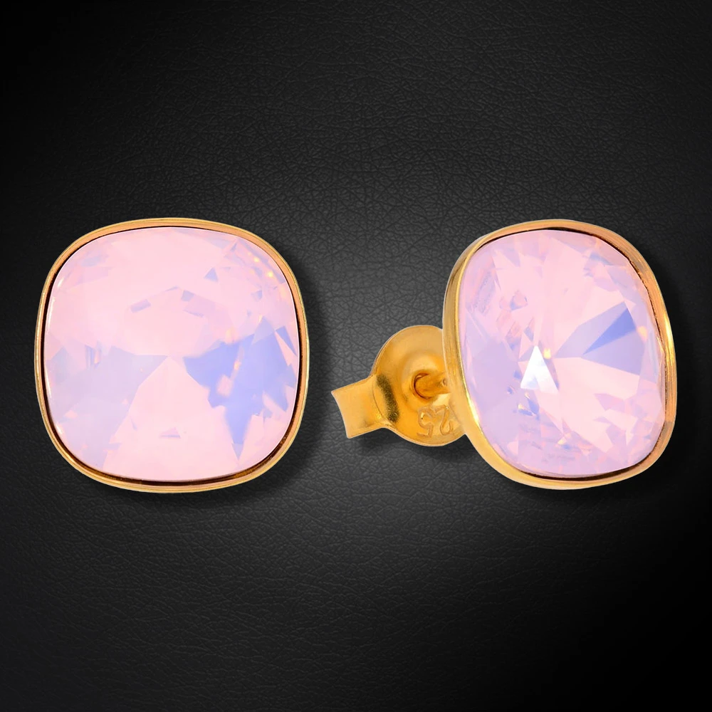 Diamond Sky Jewelry Sidabriniai auskarai „Glare (Rose Vanduo Opal)“ su Swarovski® kristalais