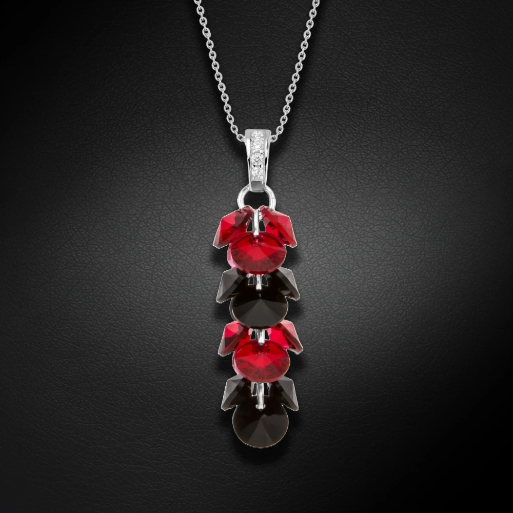 Diamond Sky Jewelry Sidabrinis pakabukas „Flamenco (Scarlet / Jet)“ su Swarovski® kristalais