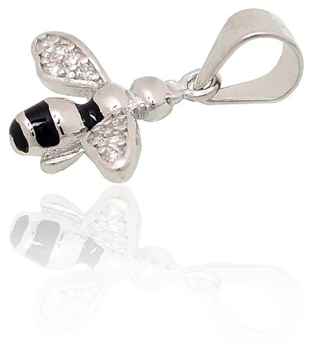 Diamond Sky Jewelry Sidabrinis pakabukas su cirkoniais ir emaliu „Pchelka“