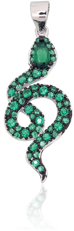 Diamond Sky Jewelry Sidabrinis pakabukas su cirkoniais „Smaragdinė Gyvatė“