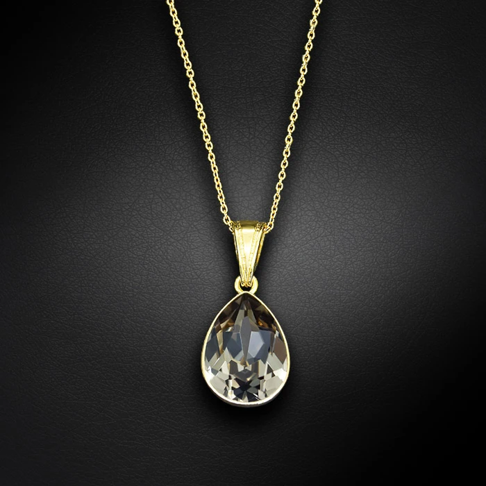 Diamond Sky Jewelry Sidabrinis pakabukas „Crystal Drop (Juodas Diamond)“ su Preciosa® kristalais