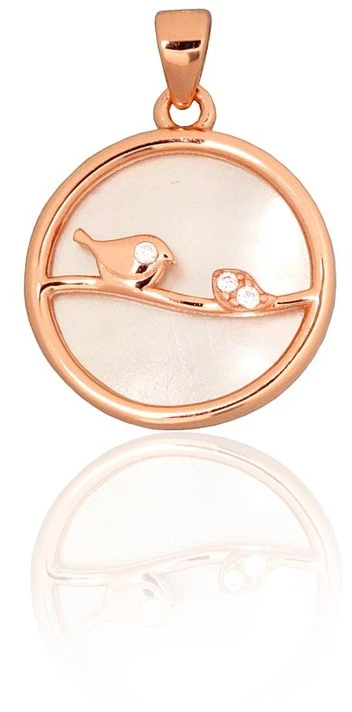 Diamond Sky Jewelry Sidabrinis pakabukas su cirkoniais ir perlamutru „Sparrow“