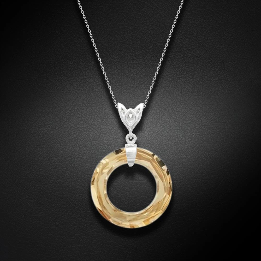 Diamond Sky Jewelry Sidabrinis pakabukas „Cosmic Ring (Golden Shadow)“ su Swarovski® kristalais