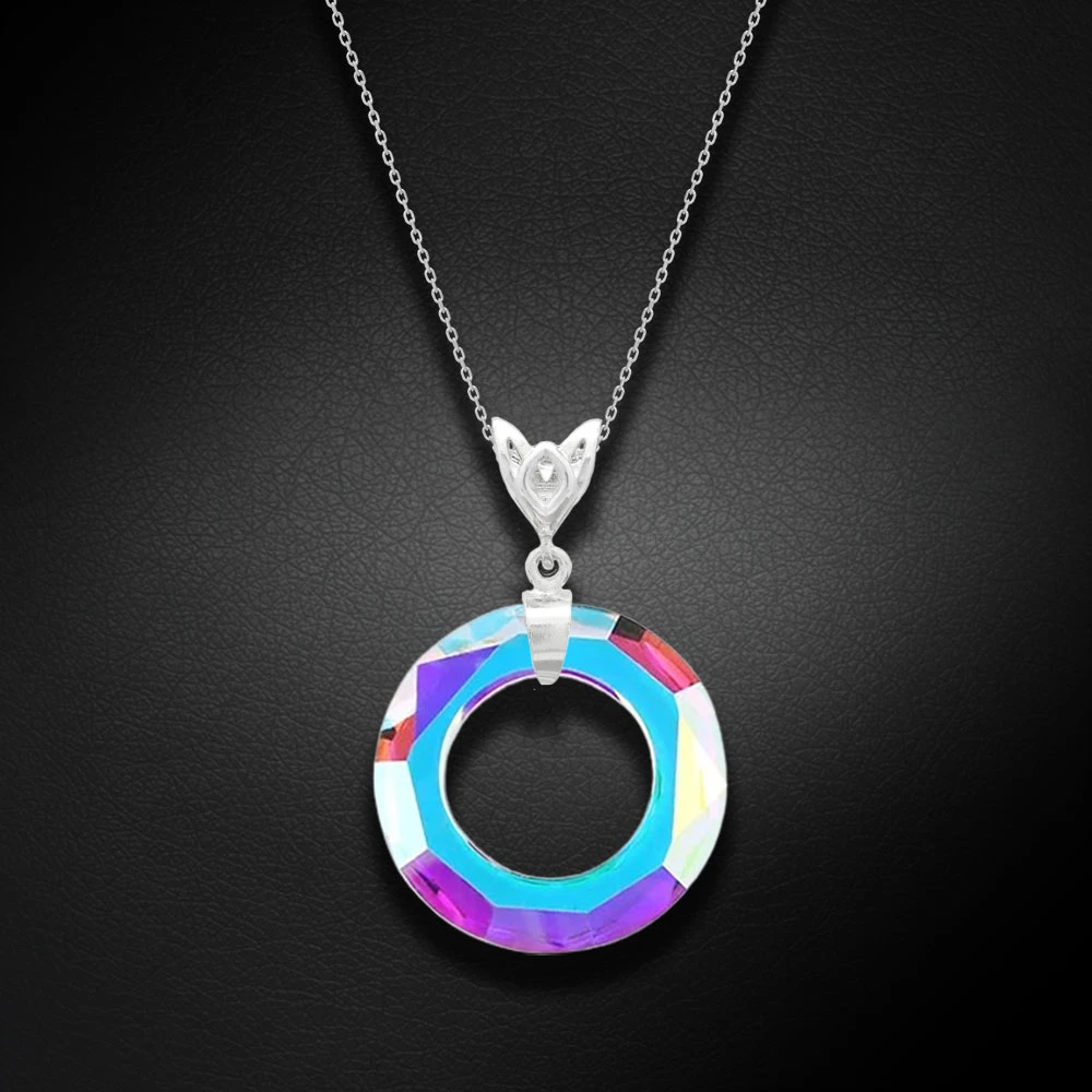 Diamond Sky Jewelry Sidabrinis pakabukas „Cosmic Ring (Aurora Borealis)“ su Swarovski® kristalais