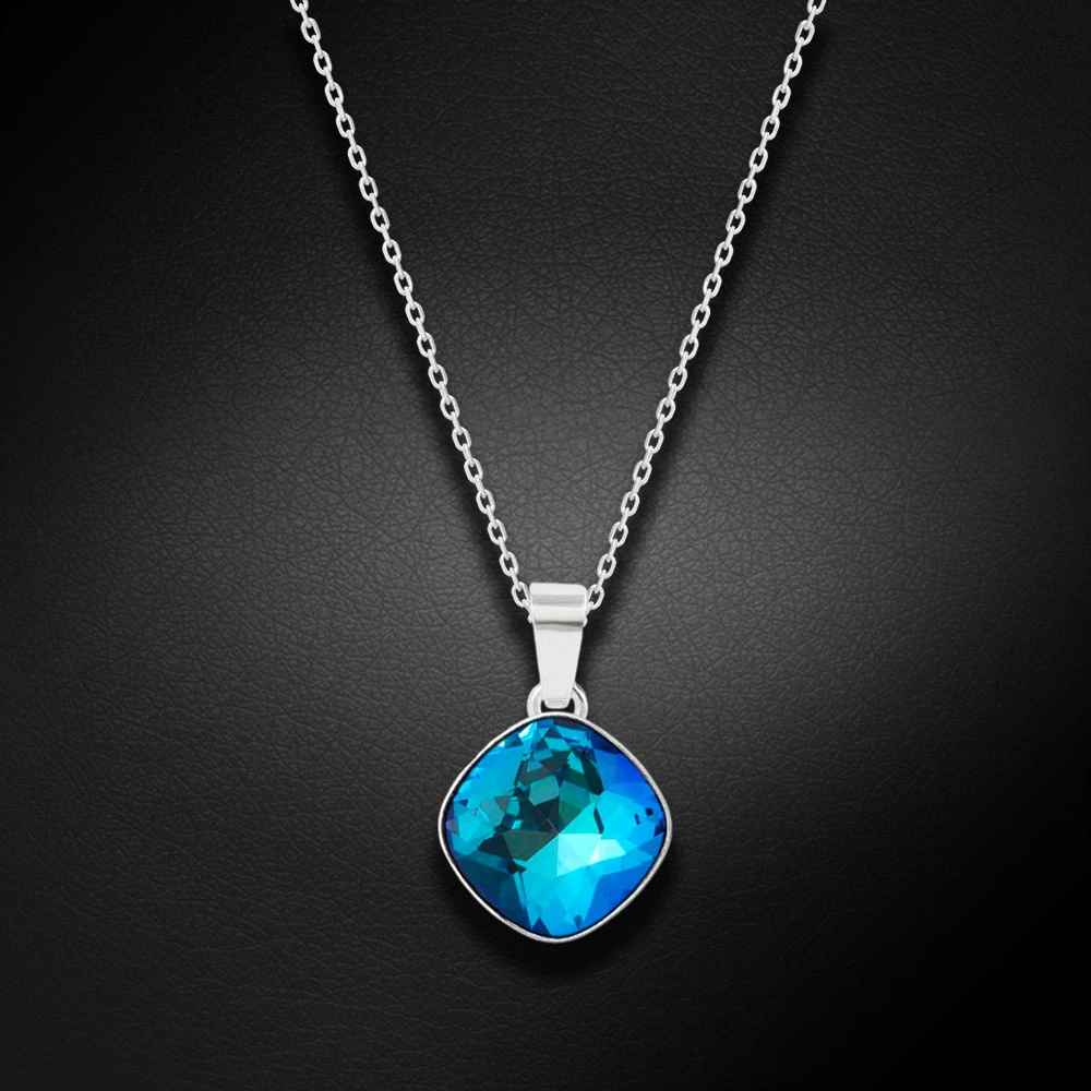 Diamond Sky Jewelry Sidabrinis pakabukas „Glare II (Bermuda Mėlyna)“ su Swarovski® kristalais