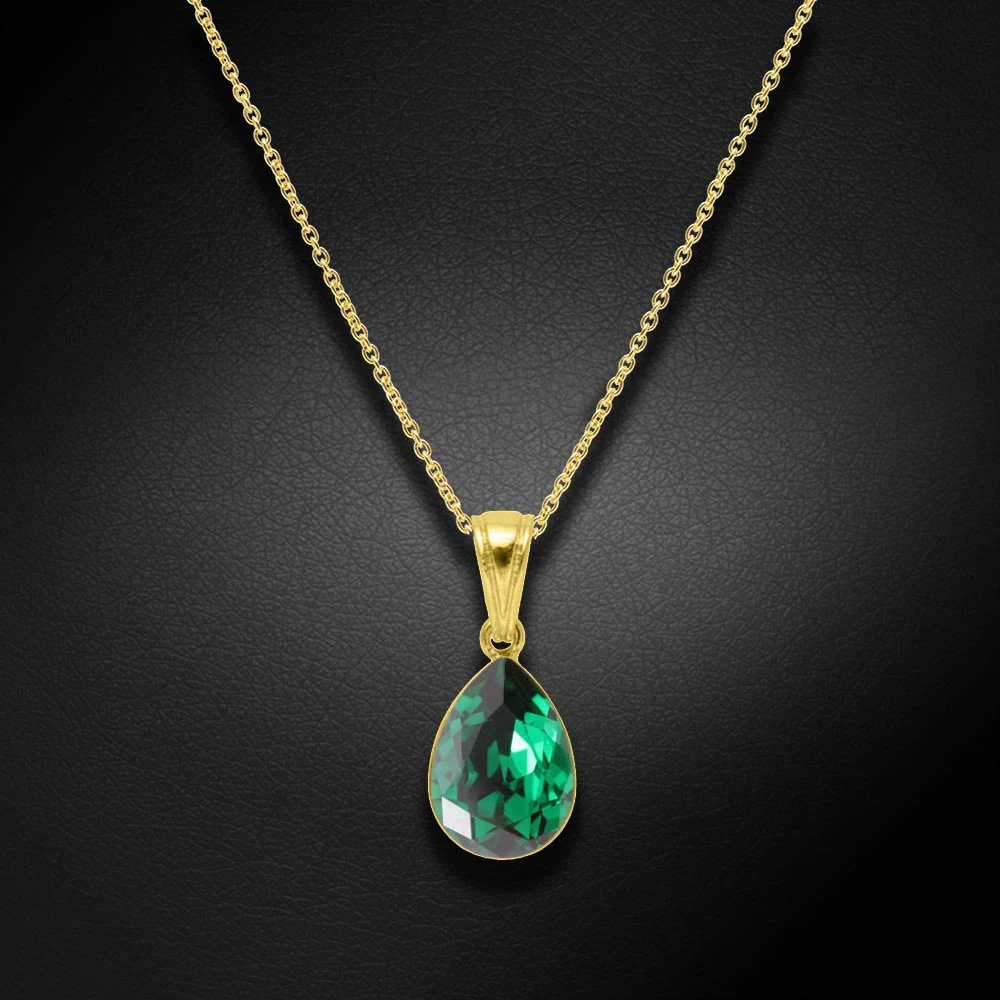 Diamond Sky Jewelry Sidabrinis pakabukas „Crystal Drop (Emerald)“ su Preciosa® kristalais