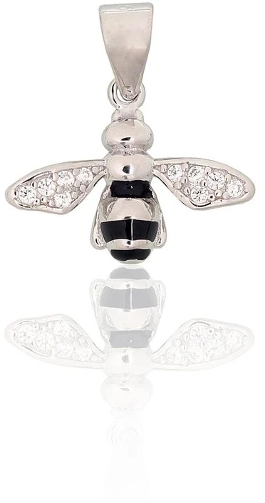 Diamond Sky Jewelry Sidabrinis pakabukas su cirkoniais ir emaliu „Pchelka“