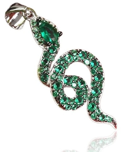 Diamond Sky Jewelry Sidabrinis pakabukas su cirkoniais „Smaragdinė Gyvatė“