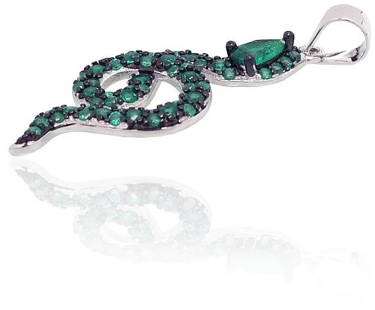 Diamond Sky Jewelry Sidabrinis pakabukas su cirkoniais „Smaragdinė Gyvatė“