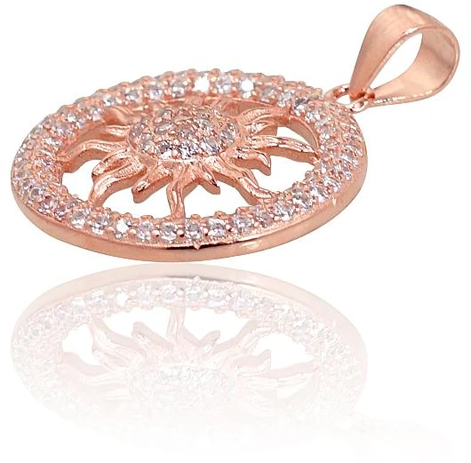 Diamond Sky Jewelry Sidabrinis pakabukas su cirkoniais „Auksinė Saulė XIII“